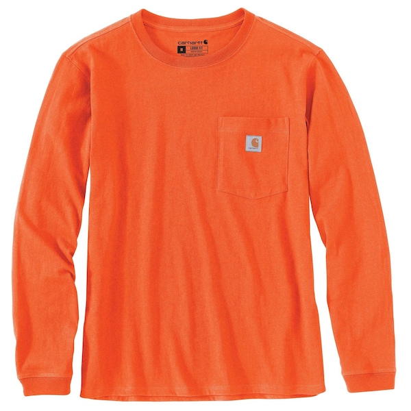 Carhartt Women's TK0126 W LseFit HW LS Pkt TShrt S REG Long Sleeve Loose Brite Orange TK0126-W / 103244-BOGSREG - main